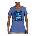 thumbnail image 2 of Tiger In The Snowy Night Animal Lover Womens Graphic T-Shirt, Light Blue, 3XL, 2 of 3