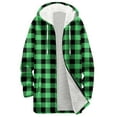 thumbnail image 4 of Winter Zip up Fleece Jacket for Women, Plaid Oversized Long Hoodie Fuzzy Jacket, Warm Trendy Coat with Pockets, 4 of 5