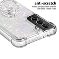 thumbnail image 3 of Funda para Samsung Galaxy S21 Plus 5G con Brillo Líquido Flotante, Purpurina, Parachoques y Anillo Giratorio Soporte, 3 of 5