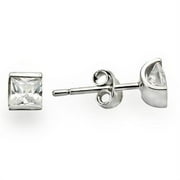 0W388 - Rhodium 925 Sterling Silver Earrings with AAA Grade CZ  in Clear
