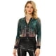 thumbnail image 2 of Chaqueta de Lentejuelas para Mujer Allegra K Brillante Ombre Verde Azul M, 2 of 6