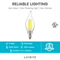 thumbnail image 4 of Luxrite 5W E12 Vintage Candelabra LED Dimmable Light Bulbs, 60W Equivalent 5000K Bright White, 550 Lumens, Flame Tip, 6-Pack, 4 of 7