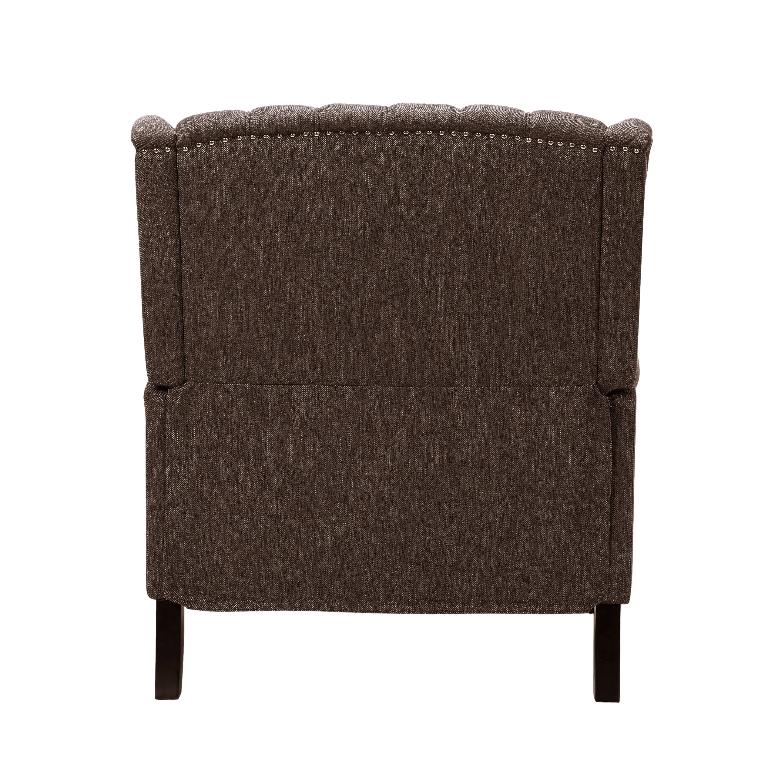 Noble House Khalid Oversized Wingback Tufted Fabric Push Back Recliner, Brown