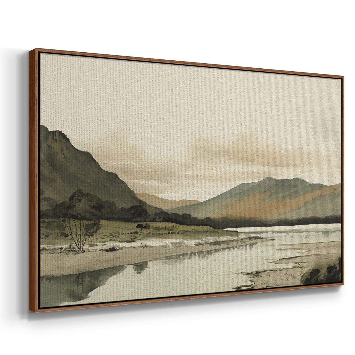 Vintage Landscape-XX By Wexford Home Framed in Walnut Wood Gallery Wrapped Canvas 27 in. x 41 in.
