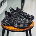 thumbnail image 5 of Men's White Black Chunky Platform Dad Sneakers, Breathable Mesh Fashion Athletic Shoes, Non-Slip Casual Walking Shoes for Daily Wear, 5 of 9