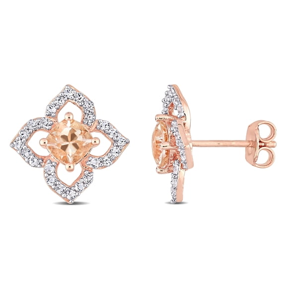 Everly Women's Morganite and Topaz Rose Gold Plated Earrings