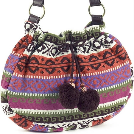 Patterned Cable Knit Shoulder Bag