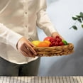thumbnail image 3 of Round Wicker Baskets,Hand Woven Tray Storage Baskets Natural Water Hyacinth Small Basket for Fruit Kitchen Table, 3 of 5