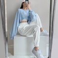 thumbnail image 4 of Femmes Manches Longues Col Rond T-Shirt Baggy Sweat-Shirt Solide Casual Chemisier Crop Tops, 4 of 7