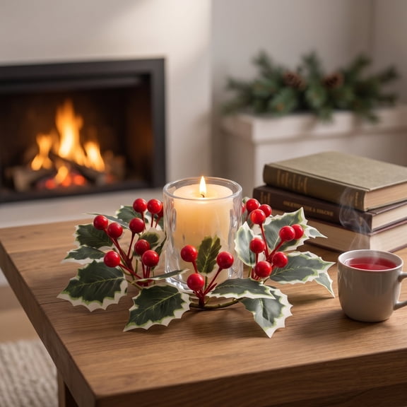 YiFudd Christmas Candlestick Wreath, Pine Cones, Golden Berries, Greenery, 1 Piece