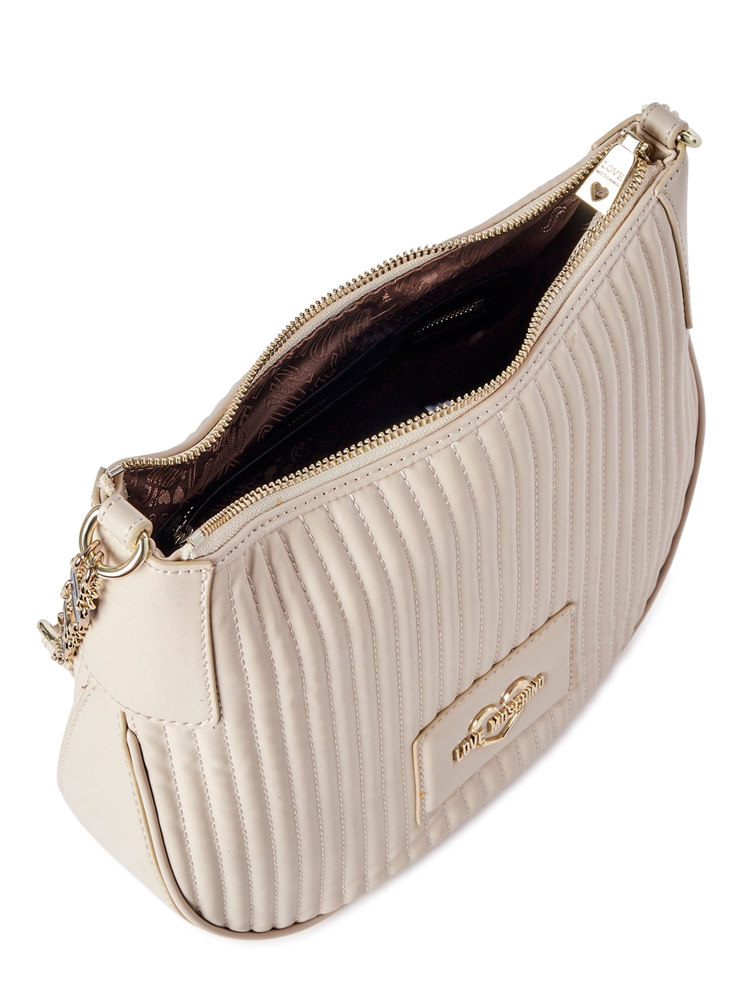 Love Moschino Women s Off White Ribbed Shoulder Bag Walmart