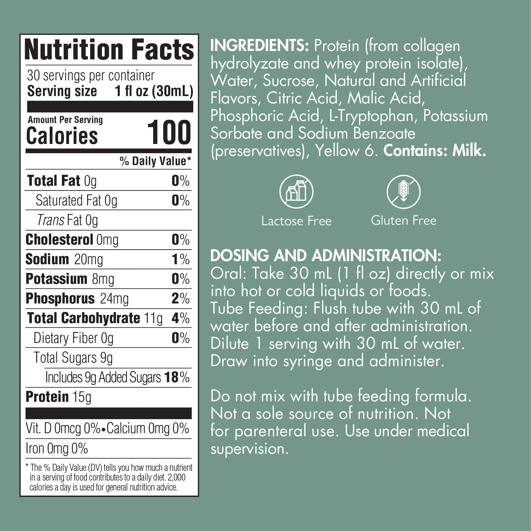 Liquid Collagen Peptides Type I, Iii 15 Grams Protein Per Oz. |Prosource Plus Orange Crème Bottle Medtrition|