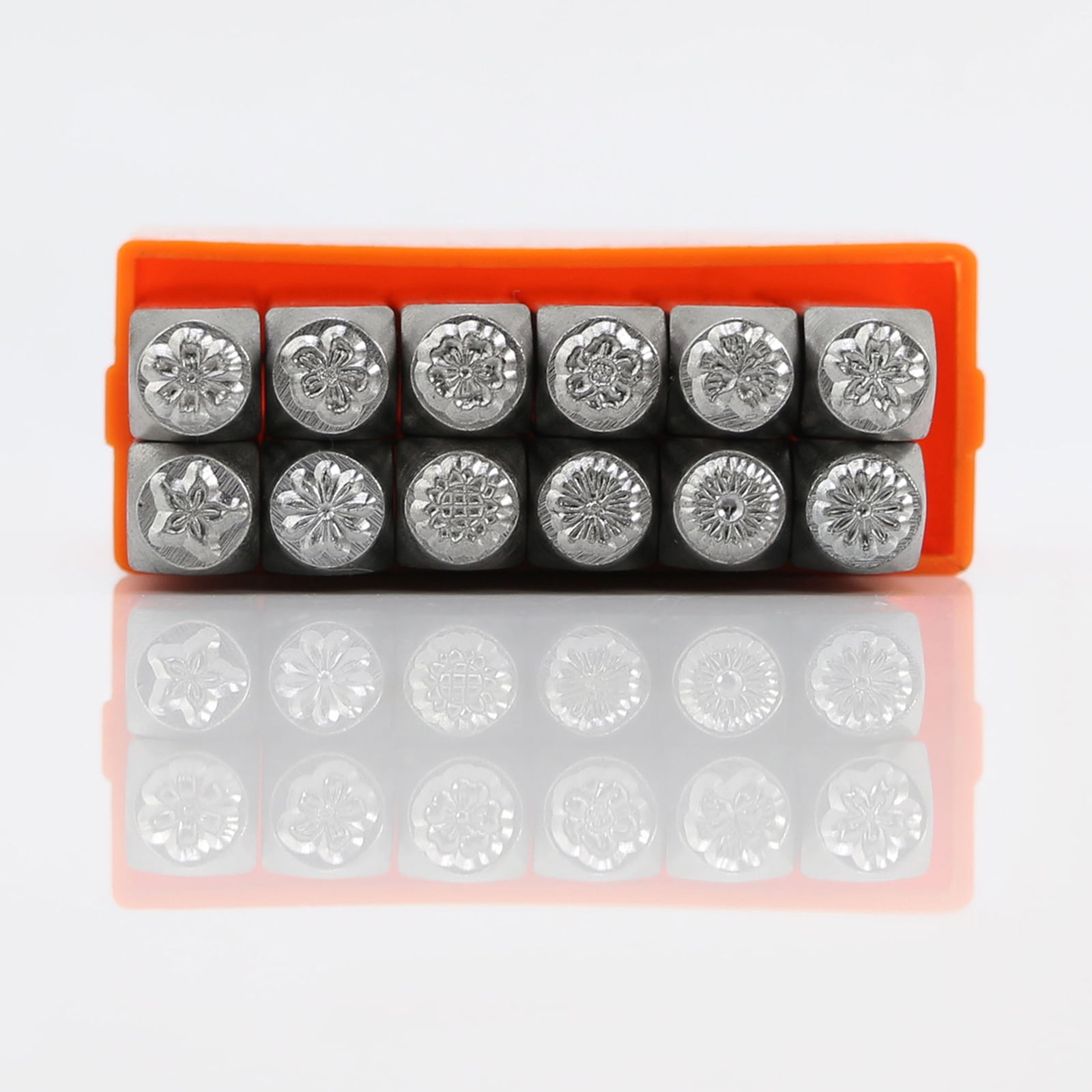 12Pcs Flower Theme Metal Stamp, 3MM 6MM (1/8” 1/4”) Metal Stamping Tool for Stamping Metal, Leather, Craft