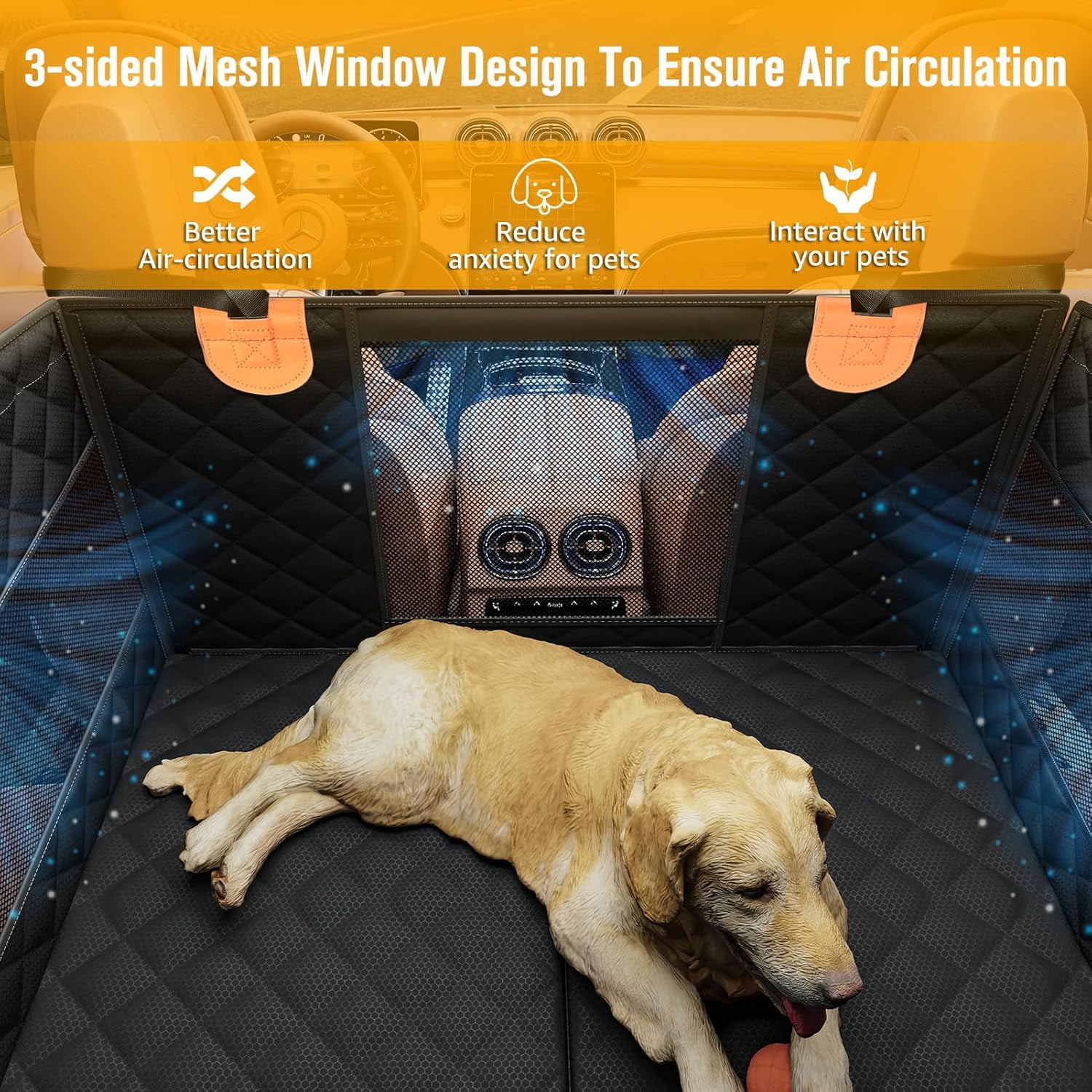 Dog Car Seat – Waterproof Back Seat Extender for Dogs & Pet Seat Cover for Back Seat | Fits Large & Medium Pets, Suvs, Trucks (Black)