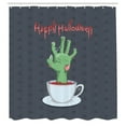 thumbnail image 3 of Ambesonne Halloween Shower Curtain, Zombie Hand in Bloody Cup, 69"Wx70"L, Grey Pale Rust Green, 3 of 5