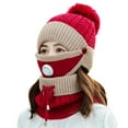 thumbnail image 2 of Women Autumn Winter Warm Knitted Beanie Cap Face Cover Neck Scarf Outdoor Set, 2 of 8