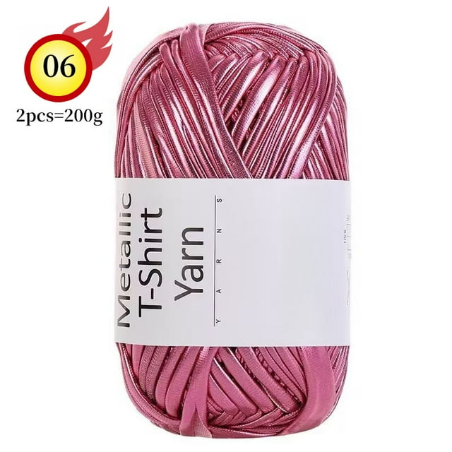 200g Shiny Metallic Cloth Yarn, Hand-Knitted DIY Materials, Crochet Roving Yarn, Suitable for Making Crochet Backpacks, Cushions, Shoes, Storage Baskets, Handicrafts, Yarn Balls for Hairbands and Othe