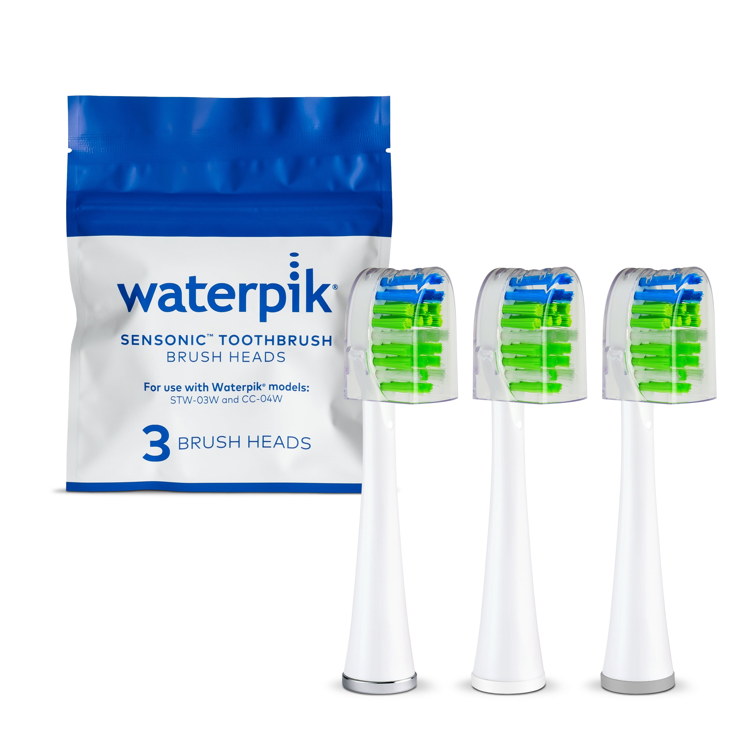 Waterpik Genuine Sensonic Replacement Contour Toothbrush Heads, White STWB-3