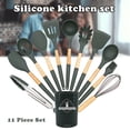 thumbnail image 2 of Kitchen Decor Kitchen Utensil 11Pcs Silicone Baking Utensil Set with Storage Bucket Wooden Cooking Tool Non-Stick with Hanging Hole, 2 of 7