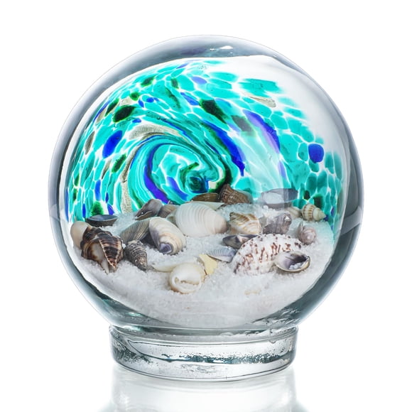 Bola decorativa de cristal con forma de globo marino, arte soplado a mano, 10 cm, QfKris