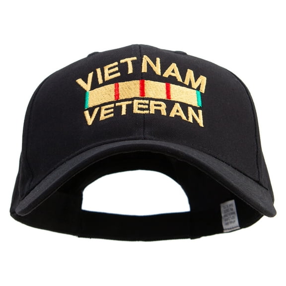 Vietnam Veteran Embroidered Big Size High Profile Twill Cap - Black XL-3XL