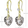 thumbnail image 5 of Pendientes colgantes de corazón de plata y oro rosa de 14 k para mujer, modernos pendientes colgantes para niñas, estilo austriaco, oro negro, código de producto 67855, oro negro, 5 of 5