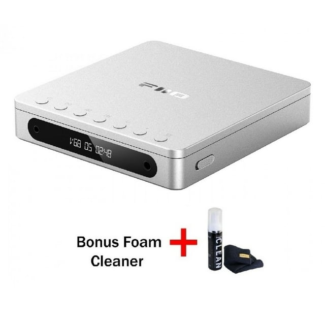 FiiO DM13 BT Lecteur CD Portable avec Bluetooth et Gadget Bonus Nettoyant Inclus (Argent)