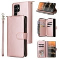thumbnail image 1 of SaniMore for Samsung Galaxy S23 Ultra Case, 3 in 1 Zipper Purse Cover + Card Slots +  Kickstand + Detachable Lanyard Comprehensive Protective Shockproof Anti-drop Shell For Galaxy S23 Ultra, Rosegold, 1 of 8