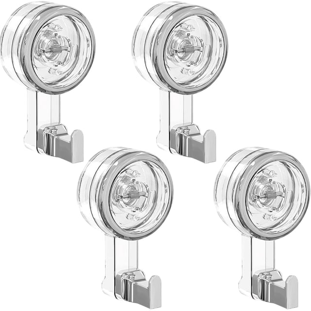 4 PCS Gancho de Succión para Baño, Ganchos de Ventosa para Ducha, Ganchos Ventosa de Succión Colgador Sin Taladro, Ganchos Adhesivos para Pared para Cocina Ducha Puerta y Ventana (4 Pack)