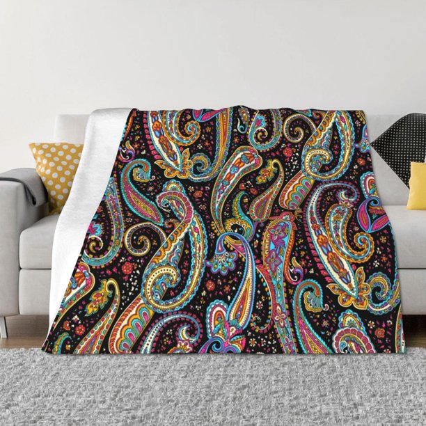 Fotbe Watercolor Romantic Paisley Manta de Franela con Estampado, Manta Ultrasuave para Cama, Sofá, Auto, Hipoalergénica y Antibolitas-50"x40"