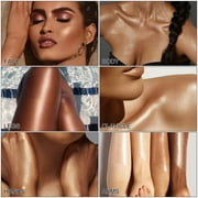 Ikzee Body Shimmer Oil, Liquid Highlighter Golden Brown Shimmer Body Oil, Long Lasting & Smooth Natural Matte Finish for Dry Face and Body Highlight Makeup Party