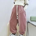 thumbnail image 2 of IFNWSV Boys Sweatpants Double Sided Fleece Lined Thermal Tapered Leg Drawstring Elastic Waist Winter Long Pants Pink 1-2 Years, 2 of 5