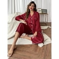thumbnail image 6 of Jusfitsu Silk Satin Pajama Sets for Women Two Piece Pjs Long Sleeve Loungewear Button Down Sleepwear Pj Set, 6 of 6