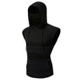 thumbnail image 3 of Mens Gym Sleeveless Hoodie with Mask Casual Hooded Sweatshirt Pullover Top Bodybuilding Muscle T-Shirts with Pocket, 3 of 7