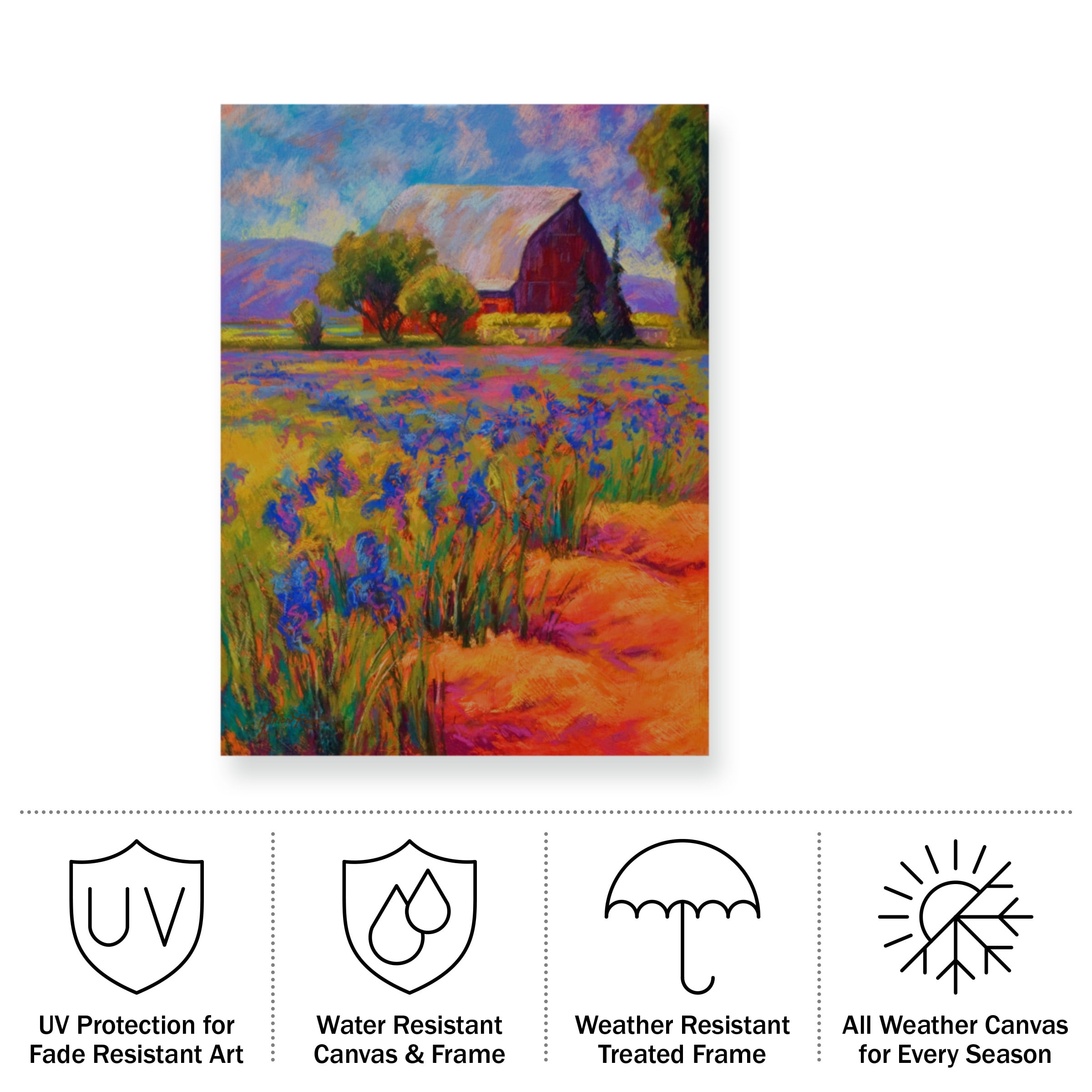 Marion Rose 'Iris Field 2' Outdoor Canvas 24x18