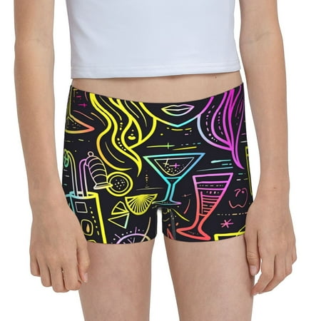 Pofeuu Neon Bar Drinks Print Soft Cotton Girls Boyshort panties Toddler Underwear-X-Small