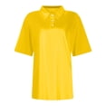 thumbnail image 3 of Nestiefly Polo Shirts for Women Short Sleeve 3 Button Collared Golf Tee Cotton Business Casual Summer Work Tops 2026 Yellow L, 3 of 4