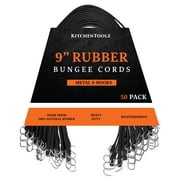 Rubber Bungee Cords with Hooks 50 Pack 9 Inch Heavy Duty Black Tie Down Straps, Stainless Steel S Hooks, Natural Rubber Tarp Strap - by kitchentoolz