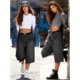 thumbnail image 5 of EMMIOL Y2k Baggy Denim Shorts for Women Wide Leg Mid Rise Bermuda Streetwear Boyfriend Shorts with Pockets, 5 of 9