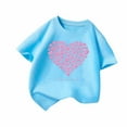 thumbnail image 1 of T-shirts Graphiques Cœur pour Fille Manches Courtes Col Rond T-Shirts d'Été, 1 of 5