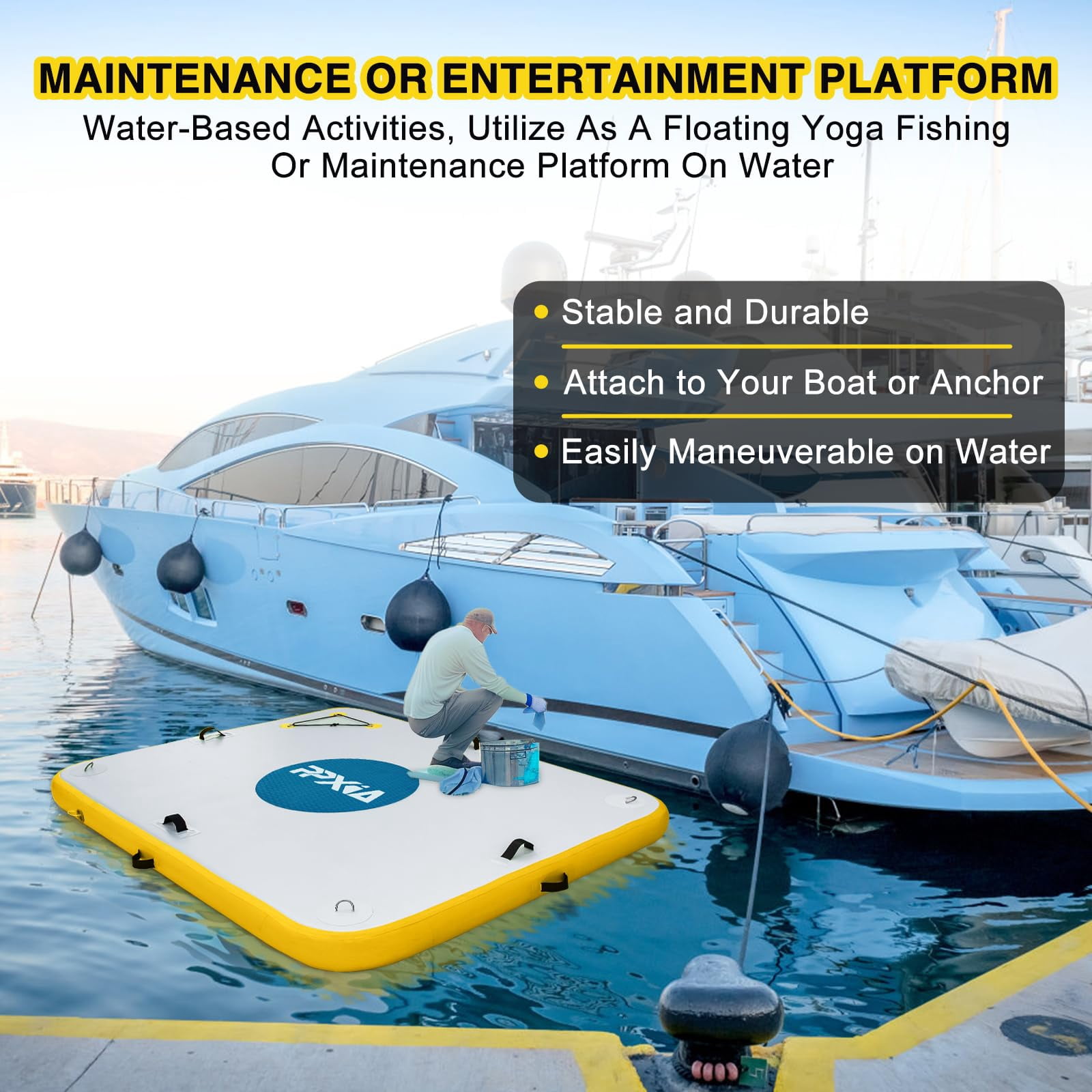 Floating Dock - 10ft × 6ft Inflatable Dock Floating Platform For Lakes 6 Inch Thick, Inflatable Island Water Floating Mats For Boating, River, Pool, Ocean - Inflatable Raft With Electric Air Pump