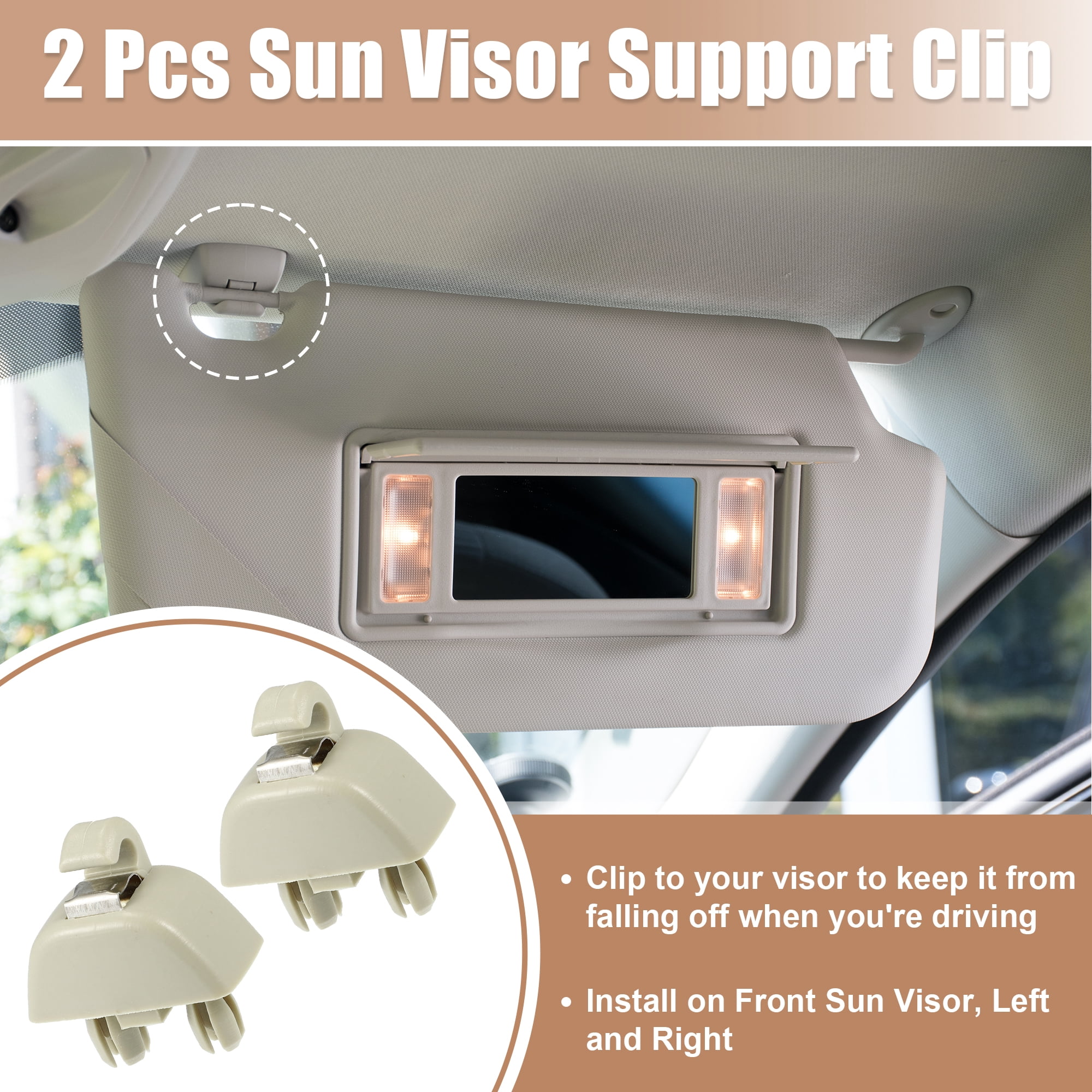 Unique Bargains 2pcs Sun Visor Support Clip Retainer for Audi A6 A7 A8 Beige
