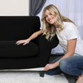 thumbnail image 6 of Subrtex Textured Grid Stretch Sofa Cover Couch Slipcover with Separate Cushion Cover (Black, Loveseat), 6 of 7