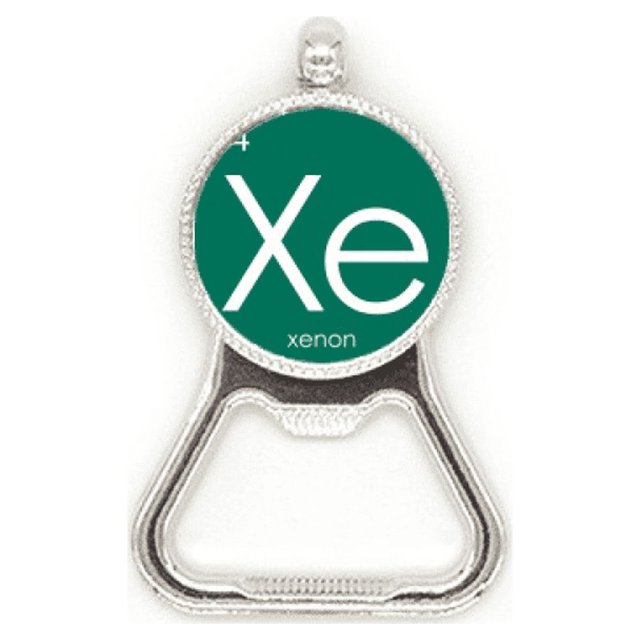 Quimica elementos periodo mesa gas raro xenon Xe Acero inoxidable Metal cerveza tapa sacacorchos