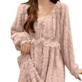 thumbnail image 4 of BiZtdJrK Flannel Pajama Dress Women Lace Patchwork Square Neck Long Sleeve Nightdress Fuzzy Cozy Winter Nightgowns Full Length Cute Sleepdress Purple XXL, 4 of 8