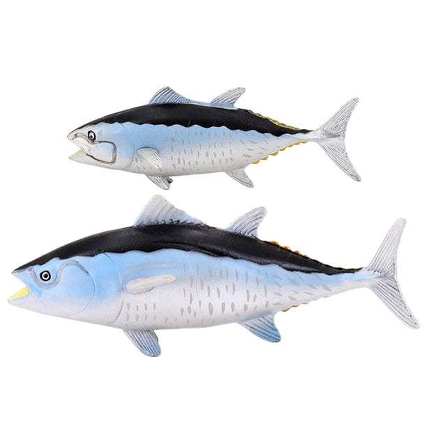 KAKOWELY 2 figuras de pez marino, escultura de pez, estatua de pez de simulación, modelo decorativo de pez