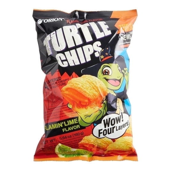 Orion Flamin' Lime Turtle Chips 5.64 oz. Pack of 4