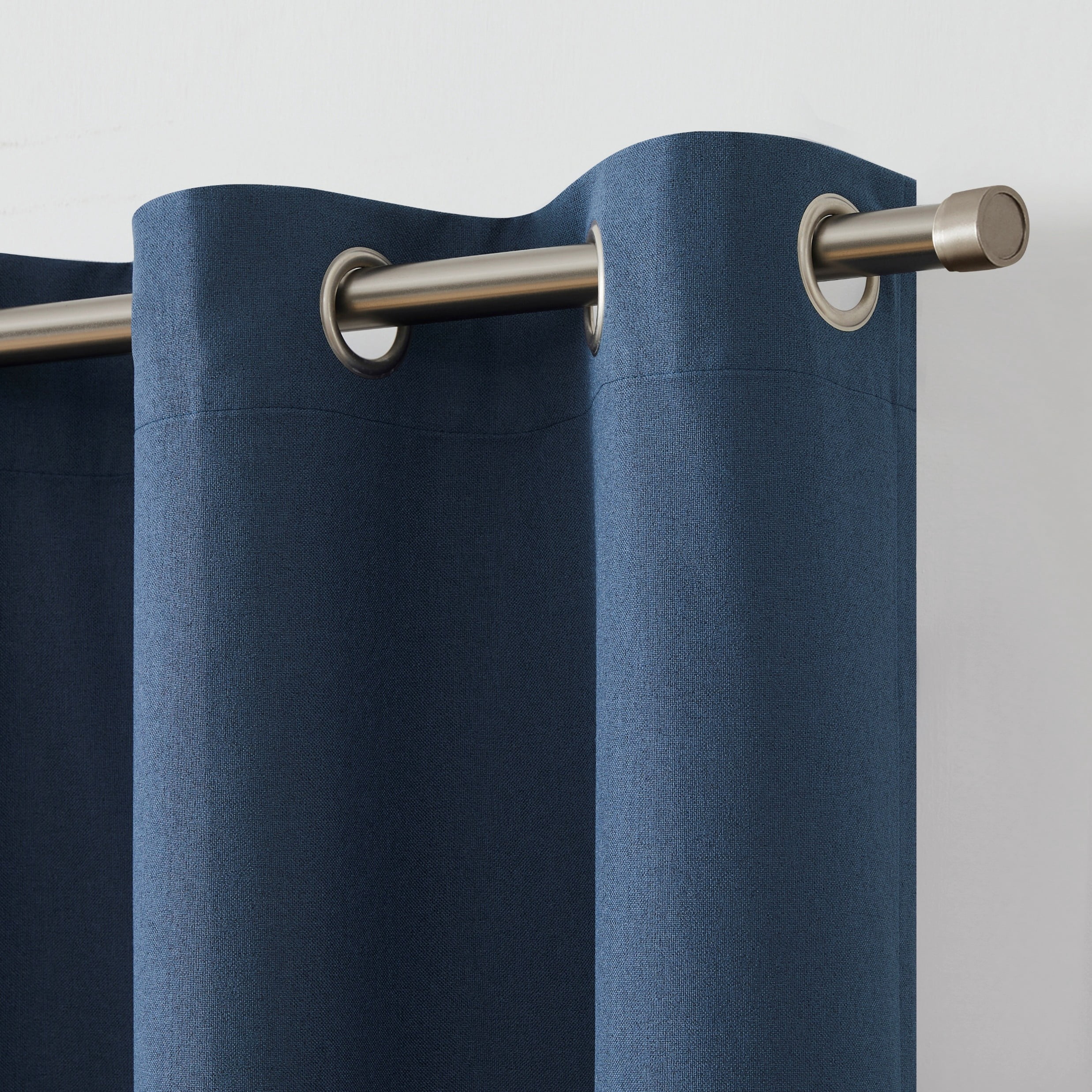 Eclipse Corte Solid Washed Indigo Blackout Grommet Top Single Curtain Panel, 52" x 84"