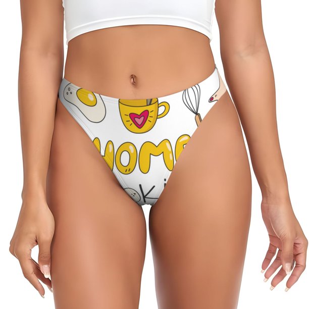 Fotbe Home Cooking Tanga Sin Costuras para Mujer con Estampado – Panties Invisibles, Transpirables y Cómodos para Uso Diario-Medium