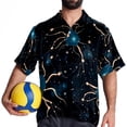 thumbnail image 4 of Cancer Constellation Men's Short Sleeve Poplin Shirt, Casual Printed Button Down Top for Summer Beach, Spread Collar Unisex Beach Shirt, 4 of 6